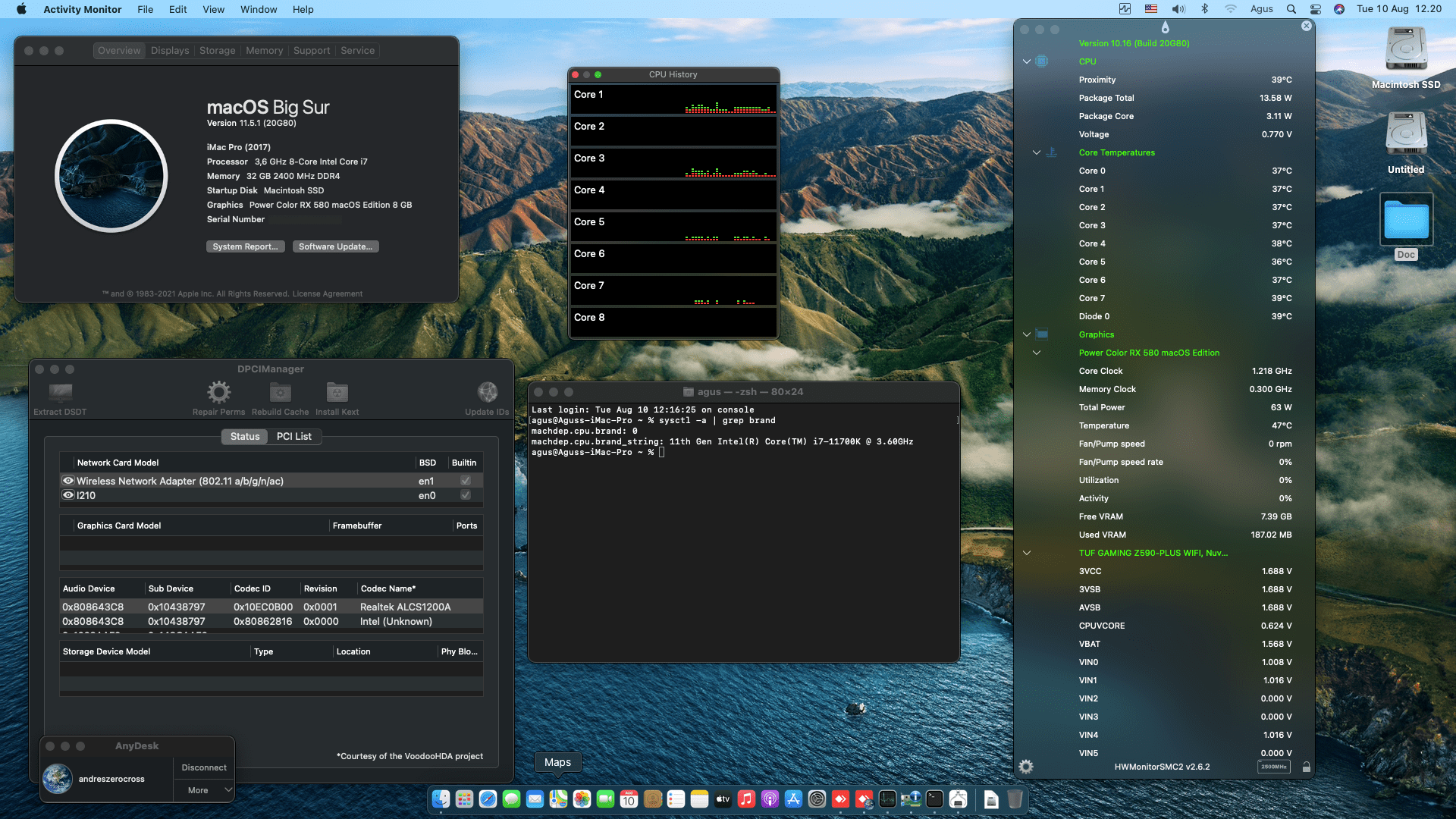 Success Hackintosh macOS Big Sur 11.5.1 Build 20G80 in Asus TUF Gaming Z590-PLUS WIFI + Intel Core i7 11700K + Power Color RX 580